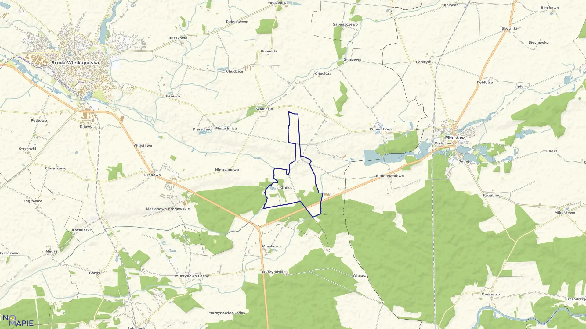 Mapa obrębu CZARNE PIĄTKOWO w gminie Środa Wielkopolska