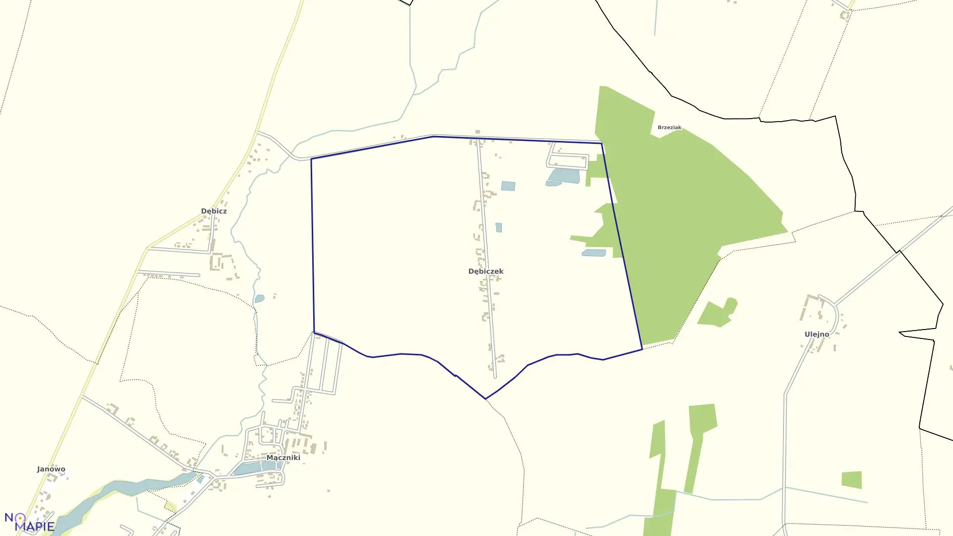 Mapa obrębu DĘBICZEK w gminie Środa Wielkopolska