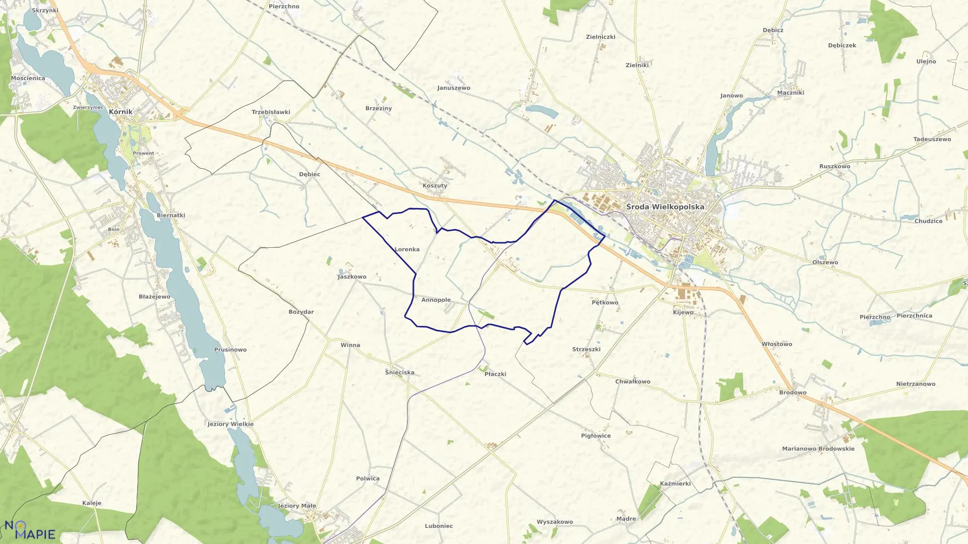 Mapa obrębu SŁUPIA WIELKA w gminie Środa Wielkopolska