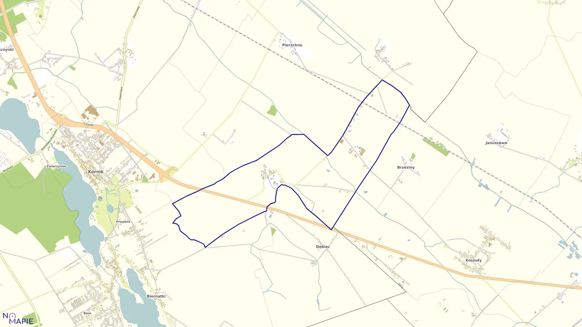 Mapa obrębu TRZEBISŁAWKI w gminie Środa Wielkopolska