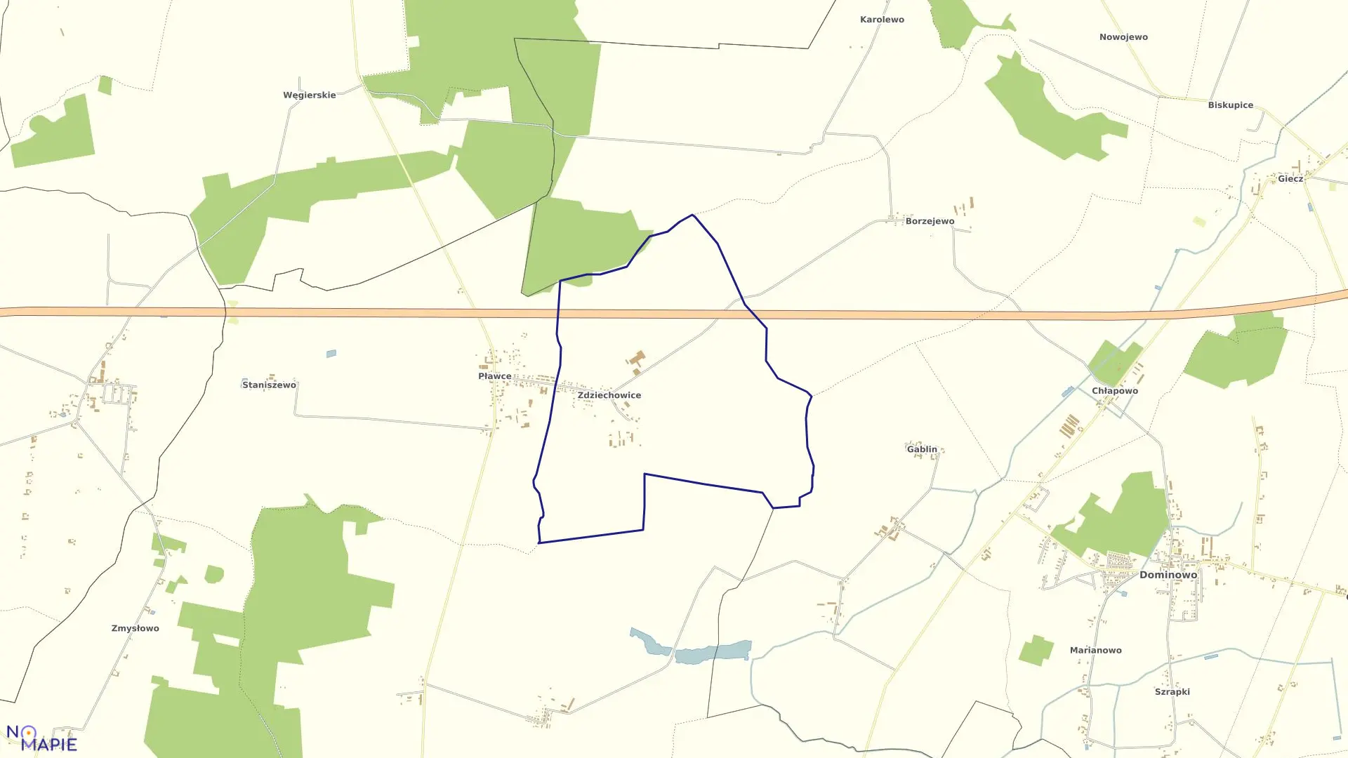 Mapa obrębu ZDZIECHOWICE w gminie Środa Wielkopolska